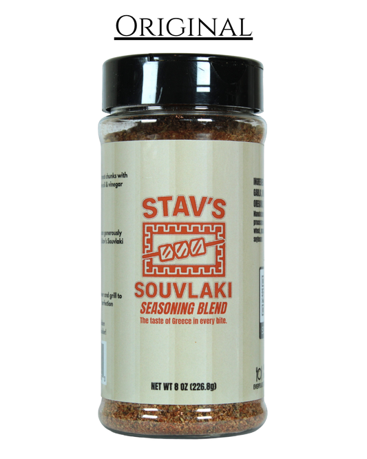 Jar of Stav's Souvlaki Seasoning Blend on a white background