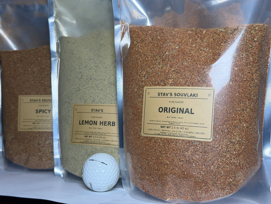 Stav’s Bulk Trio — one 2.5 lb bag each of Original, Spicy and Lemon Herb